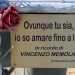 ...completata da una scritta che recita Ovunque tu sia, io so amare fino a l. Una frase scritta dalla moglie di Vincenzo, la quale continua a donare i fiori che decorano tutte le ghost bikes della citt